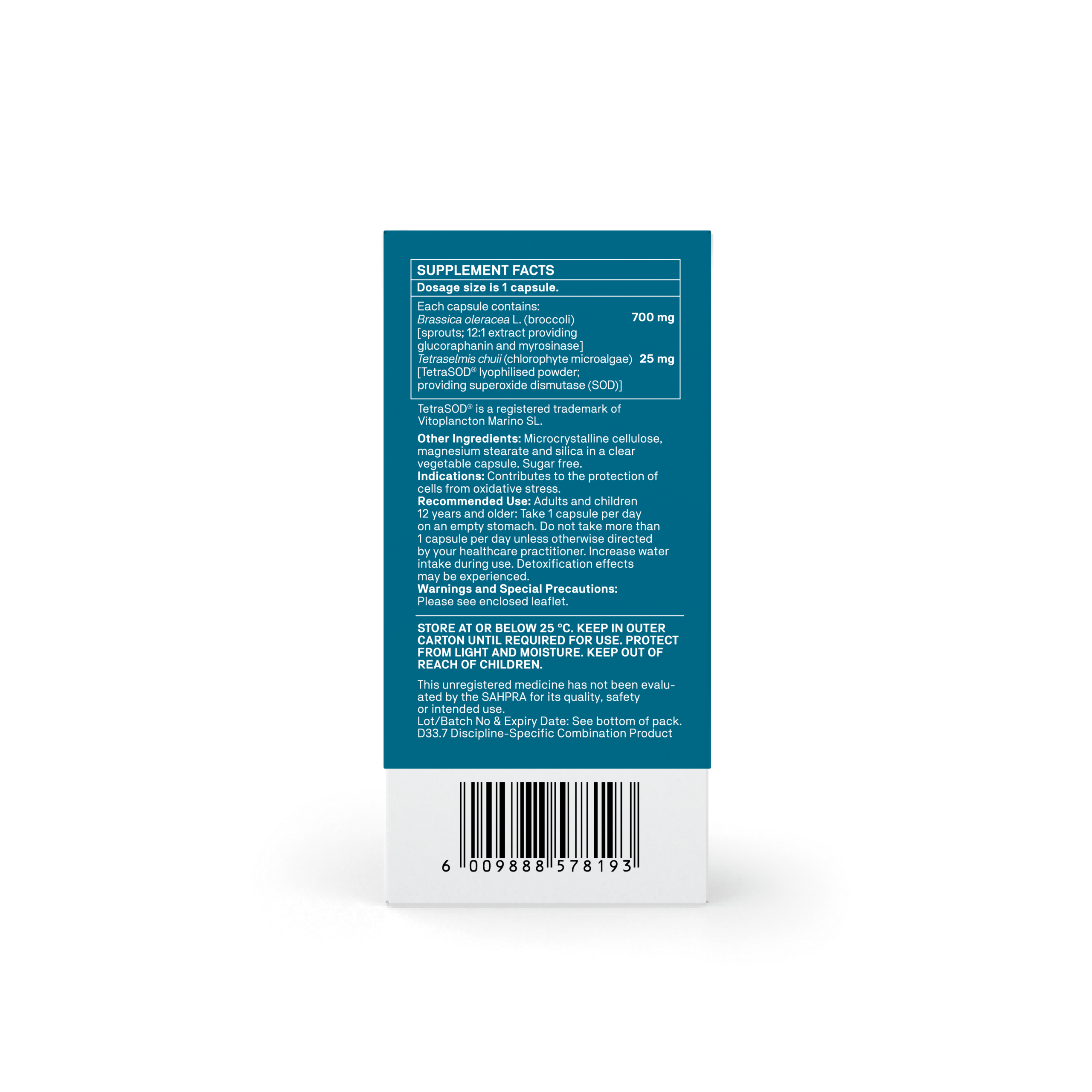 Natroceutics NRF2 Sulforaphane Complex back label
