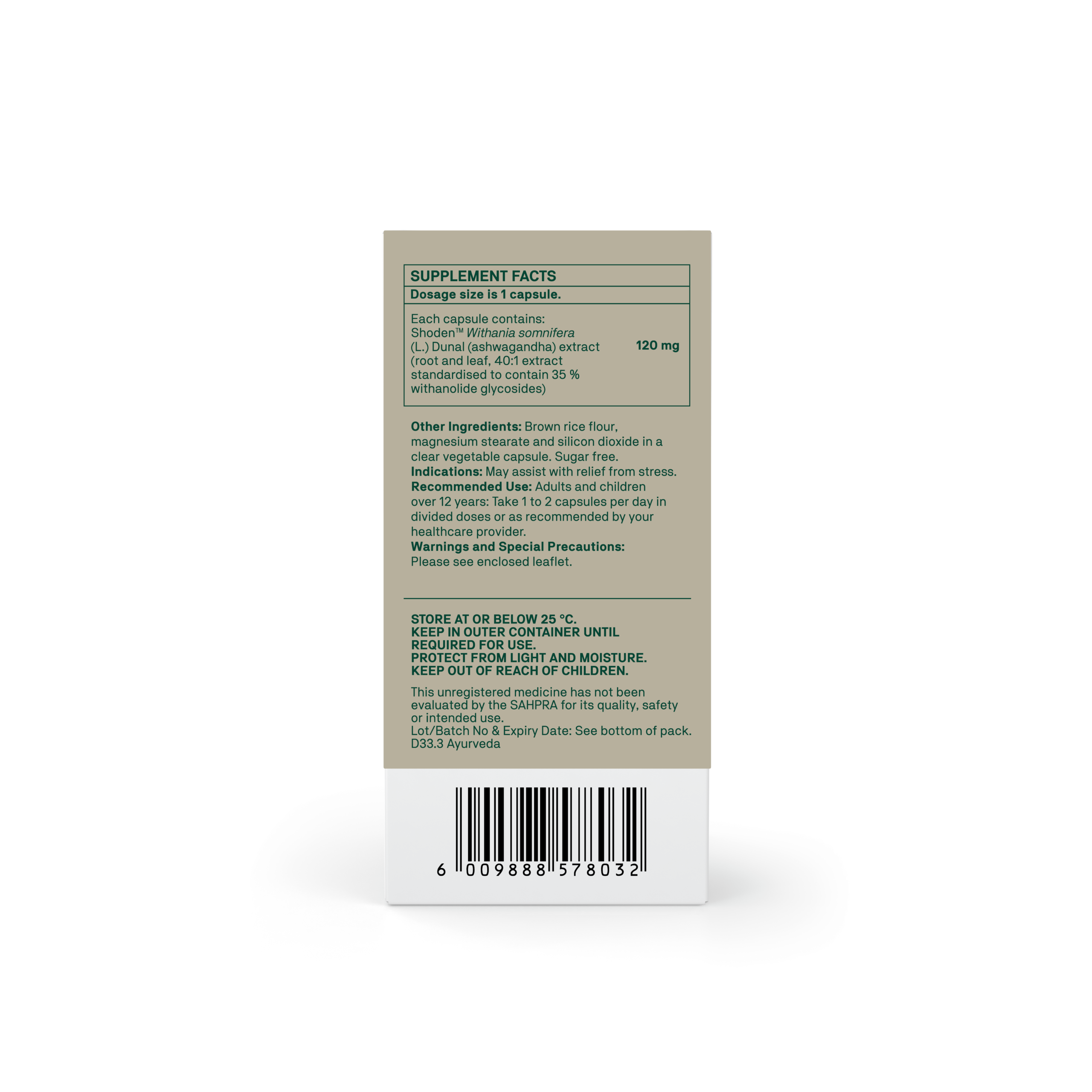 Natroceutics Ashwagandha Bioactive back label
