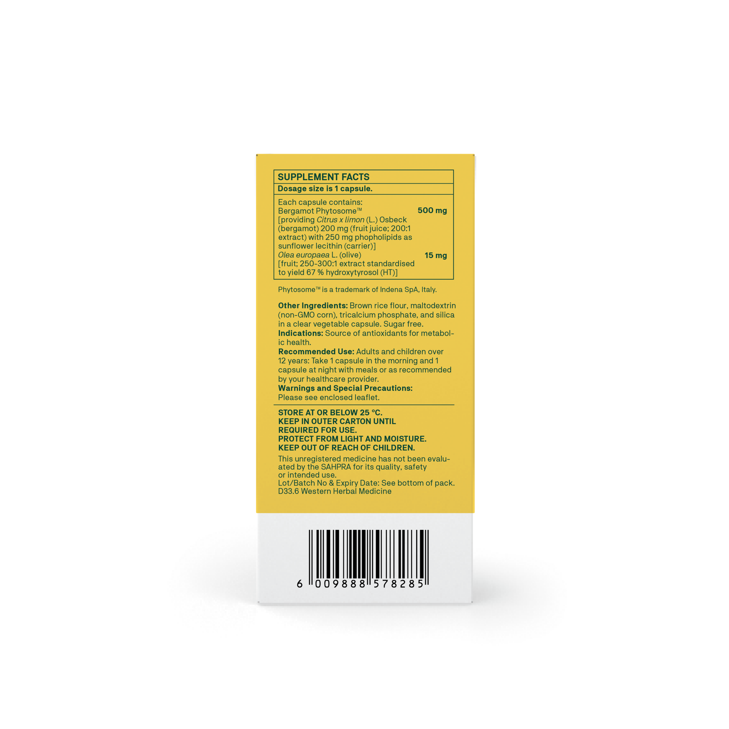 Natroceutics Bergamot-HT Complex back label