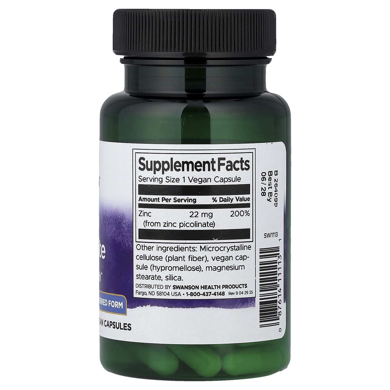 Swanson Zinc Picolinate 22mg (60) — view 5