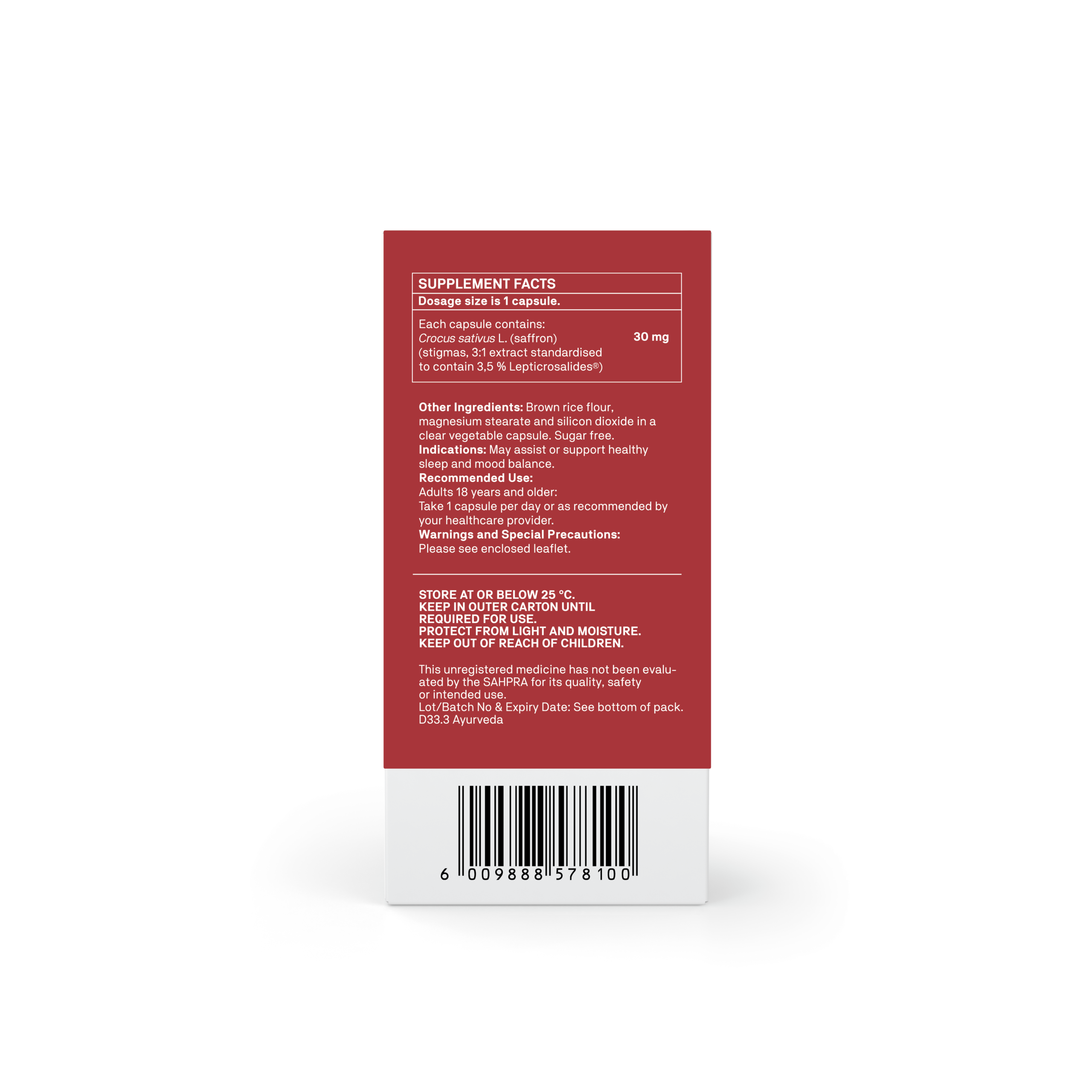 Natroceutics Saffron Bioactive back label