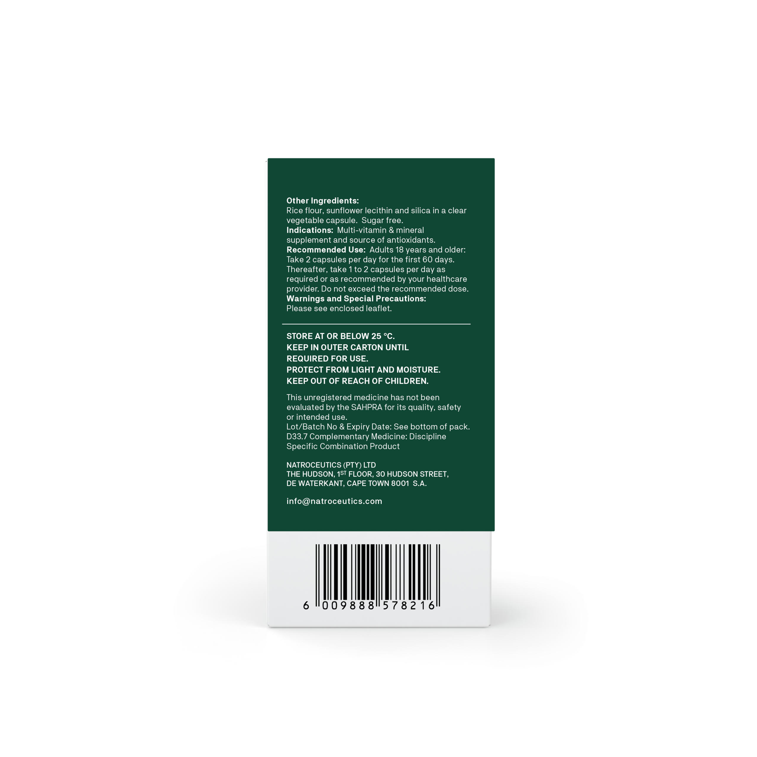 Natroceutics Opti-Vita Complex back label