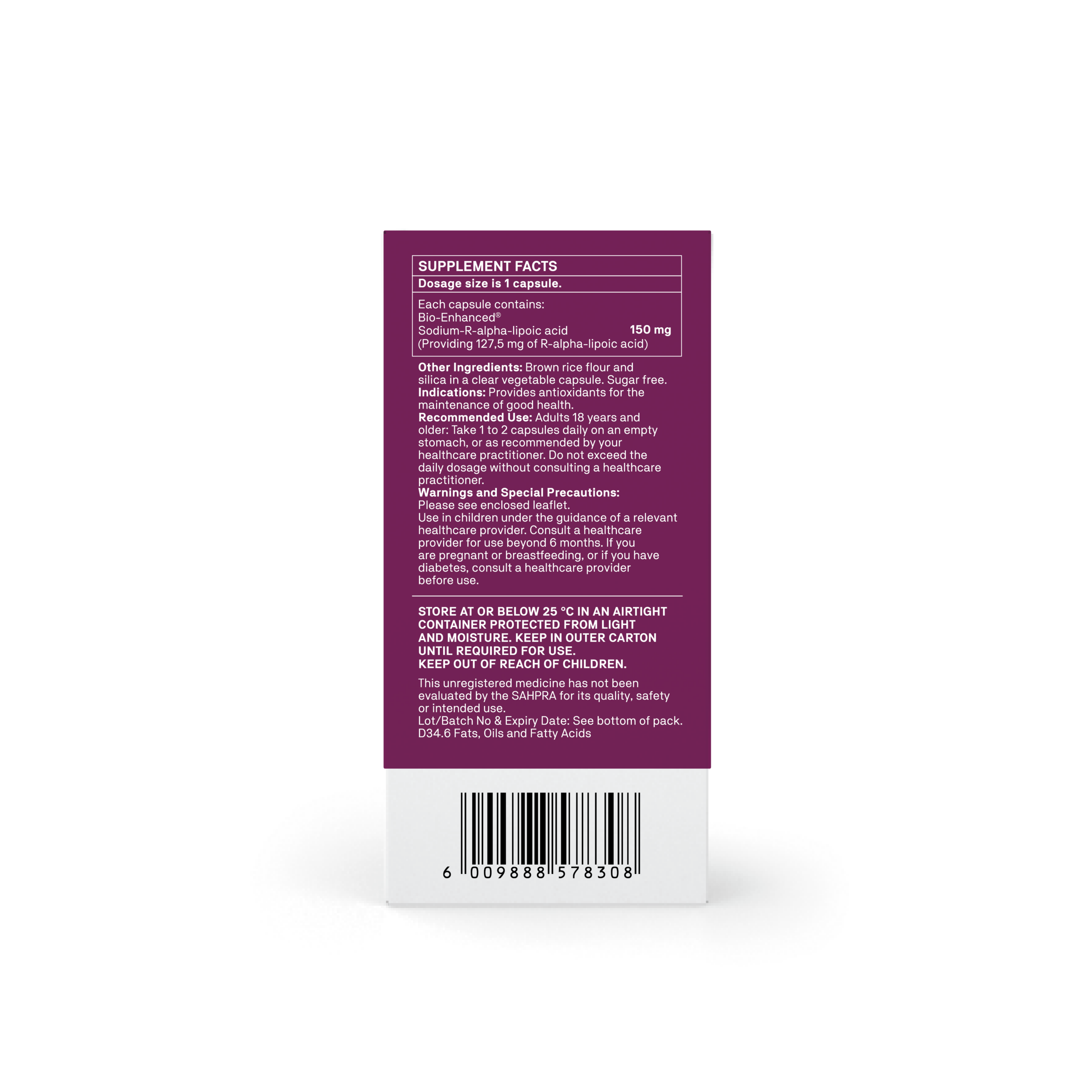 Natroceutics Alpha Lipoic Acid Bioactive back label