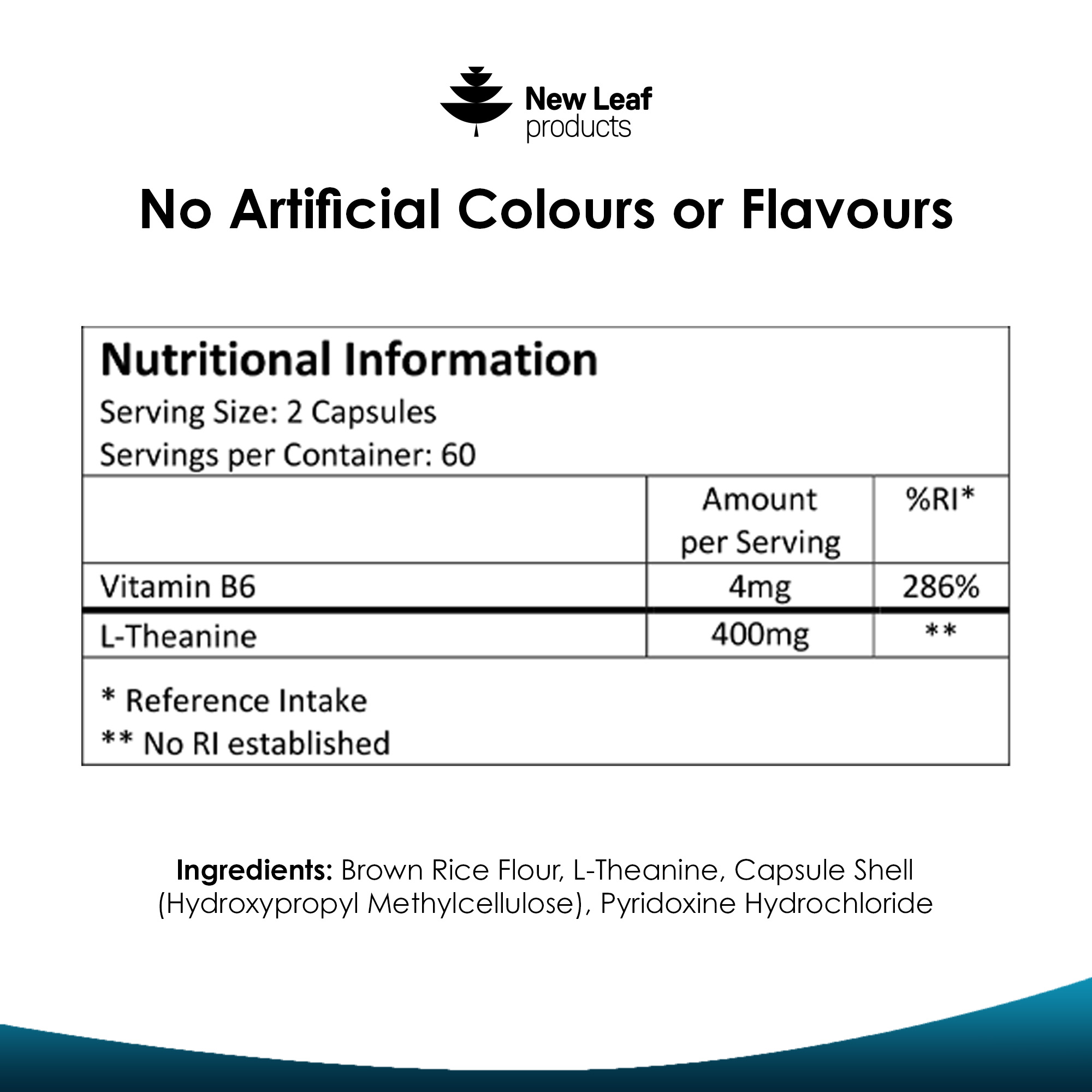 New Leaf L-Theanine Capsules (120) back label