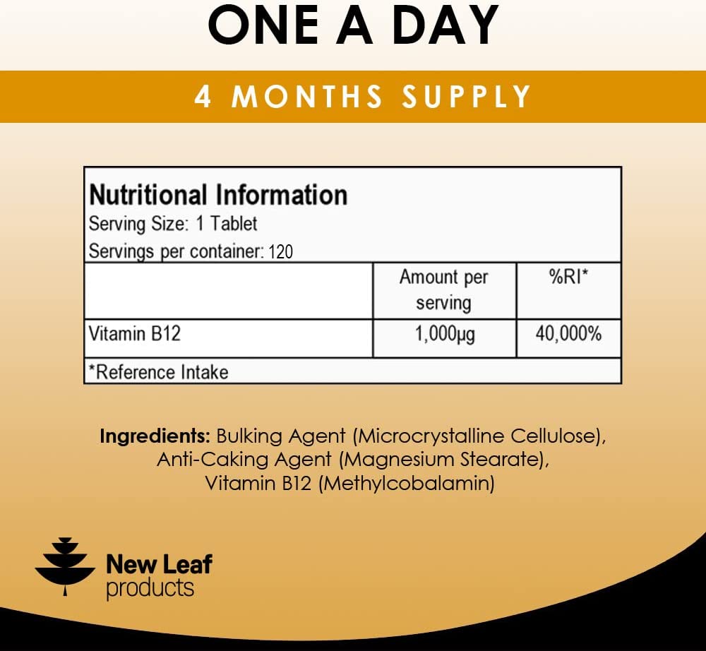 New Leaf Vitamin B12 (120) back label