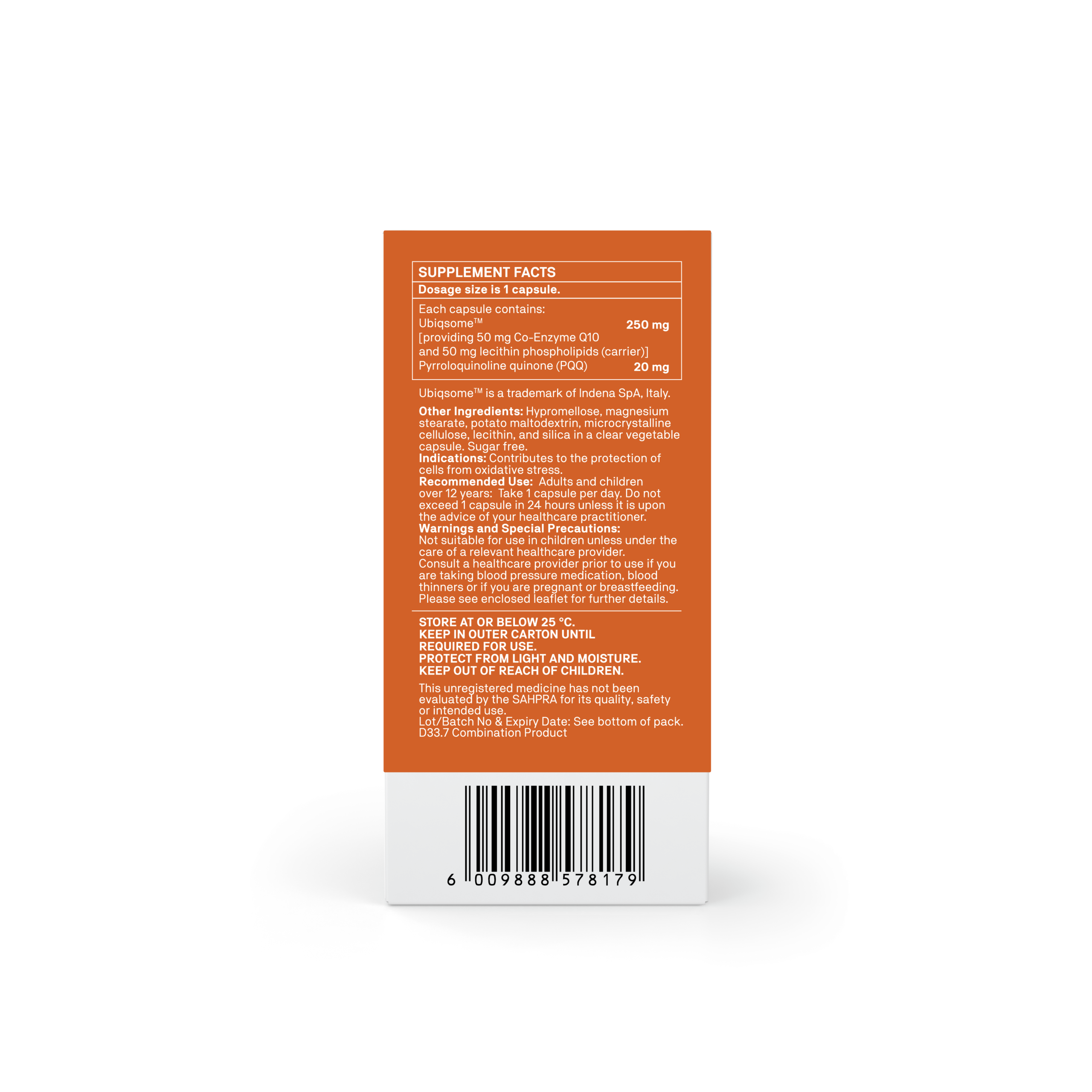 Natroceutics CoQ10 + PQQ Advanced back label